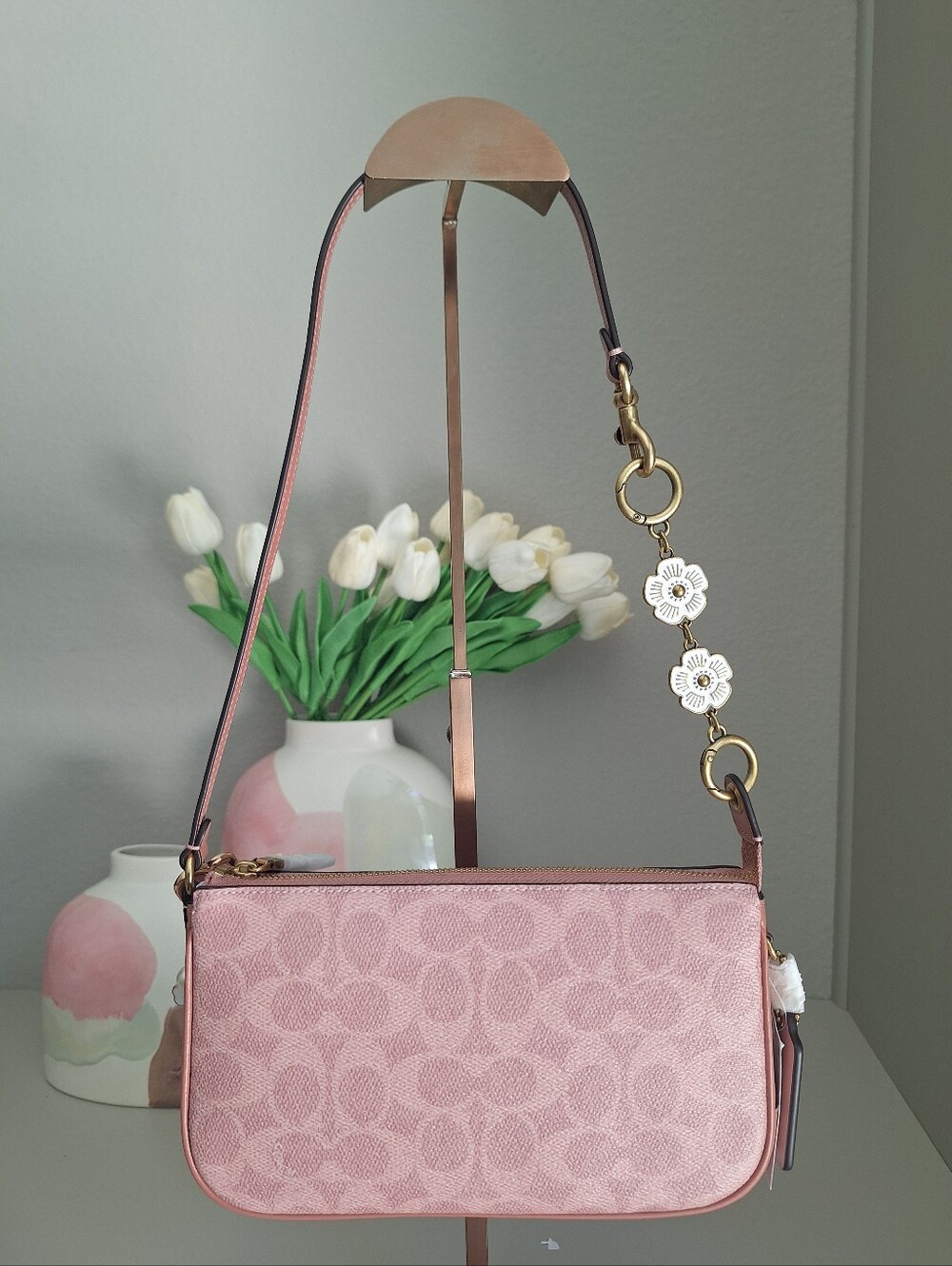 NWT New  Coach Plaza Shoulder Bag Purse 22  Melon Pink  Leather Gold Hardware